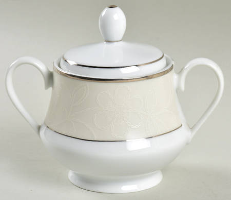 White Linen Sugar Bowl & Lid