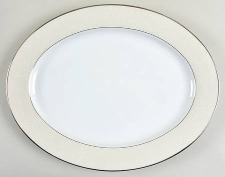 White Linen 14" Oval Serving Platter