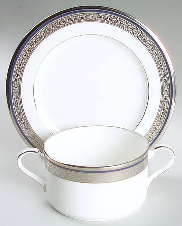 Continental Cobalt Cream Soup Bowl & Bread Plate/Saucer Set