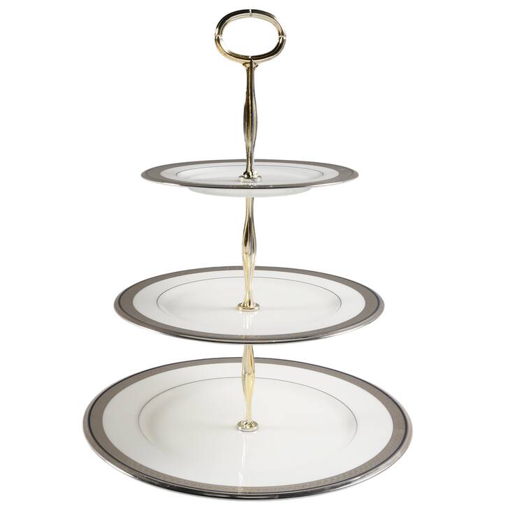 Continental Cobalt 13 7/8"-14 1/4" 3-Tiered Serving Tray(DP,SP,BB) HC