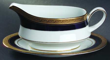 Crestwood Cobalt Gold Gravy Boat & Underplate