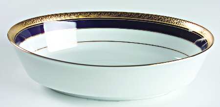 Crestwood Cobalt Gold 9" Oval Vegetable Bowl