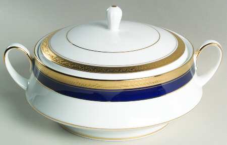 Crestwood Cobalt Gold Round Covered Vegetable