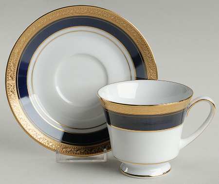 Crestwood Cobalt Gold Footed Cup & Saucer Set