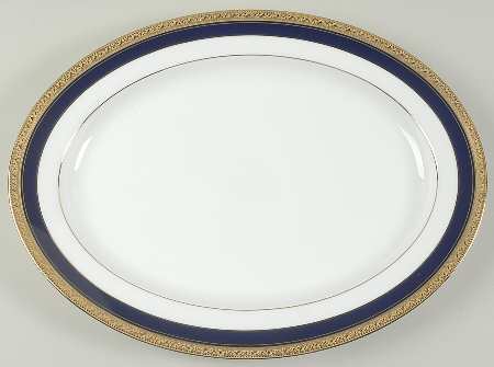 Crestwood Cobalt Gold 16" Oval Serving Platter