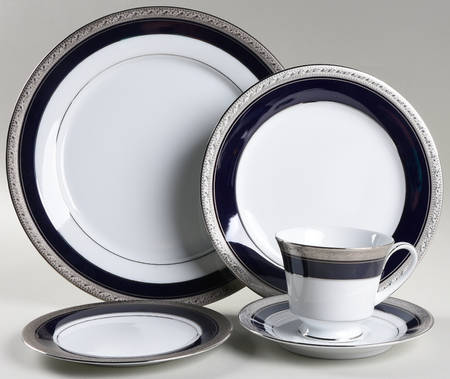 Crestwood Cobalt Platinum 5 Piece Place Setting by Noritake