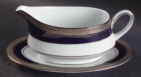 Crestwood Cobalt Platinum Gravy Boat & Underplate