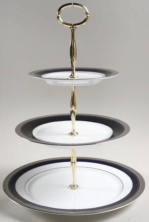Crestwood Cobalt Platinum 13 7/8"-14 1/4" 3-Tiered Serving Tray(DP,SP,BB) HC
