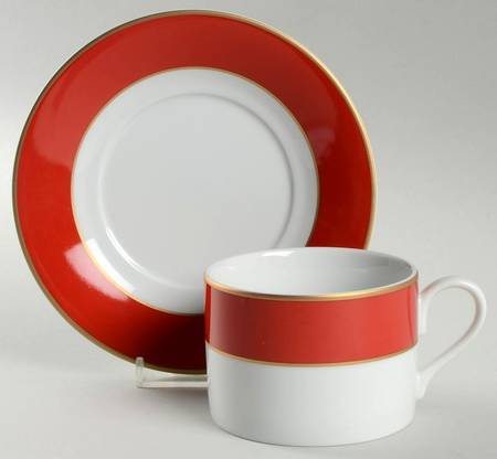Red Band Flat Cup & Saucer Set