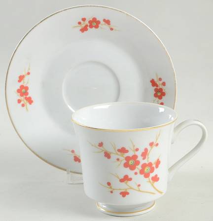 Ruby Footed Cup & Saucer Set