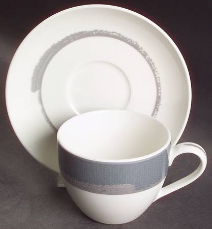 Ambience Charcoal Flat Cup & Saucer Set