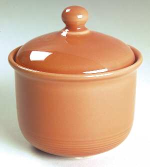 Solid Color Salmon Sugar Bowl & Lid