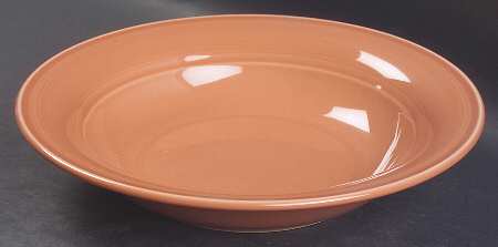 Solid Color Salmon Rim Soup Bowl