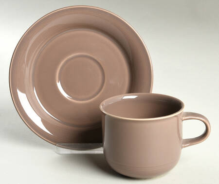 Solid Color Taupe Flat Cup & Saucer Set