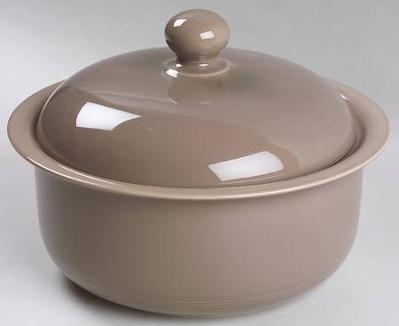 Solid Color Taupe 2 Qt Round Covered Casserole