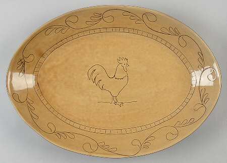 Rustic Rooster 15" Oval Serving Platter