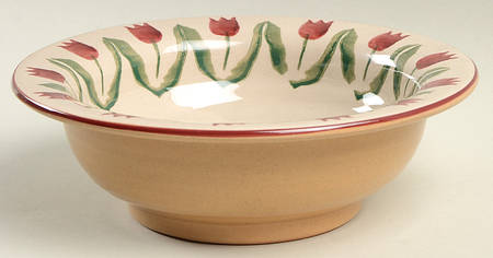 Red Tulip Rim Soup Bowl