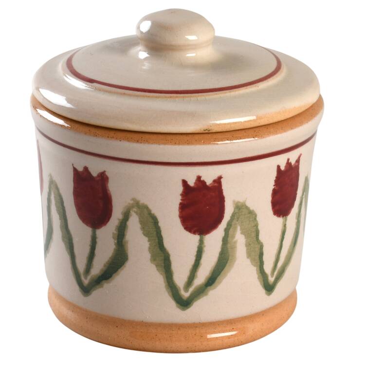 Red Tulip Sugar Bowl & Lid