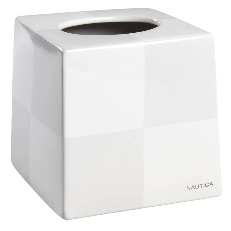 Arctic White Square Tissue Box Cover by Nautica