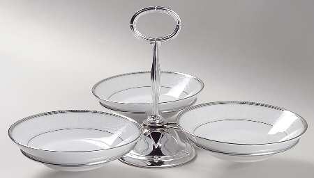 Clarenton 7" x 12" 3-Part Relish & Metal Stand (FR) HC