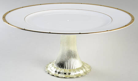 Rochelle Gold Cake Stand with 4"-5" Metal Pedestal  Hc