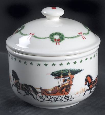 Americana Christmas Sugar Bowl & Lid