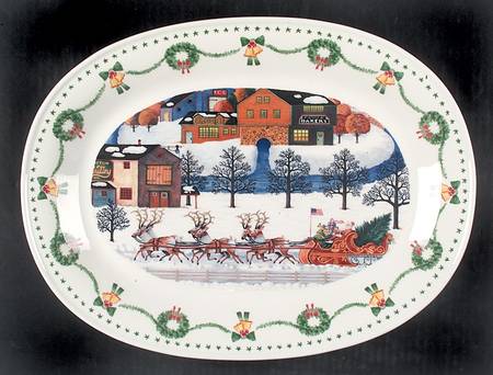 Americana Christmas 14" Oval Serving Platter