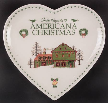 Americana Christmas Large Heart Shaped Dish