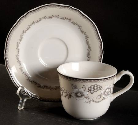 French Cottage Flat Cup & Saucer Set