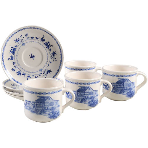 An America For All Seasons Flat Cup & Saucer Set - Set of 4