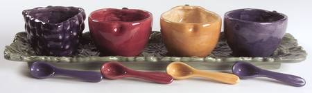 Napa Valley (9 Piece) Condiment Set (4 Bowls, 4 Spoons & Tray)