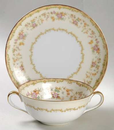 Columbine (No #) Flat Cream Soup Bowl & Saucer Set