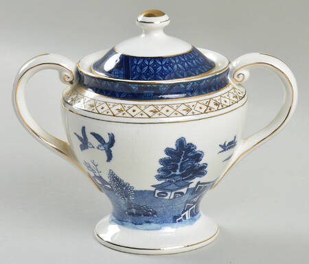 Blue Willow Mini Sugar Bowl & Lid