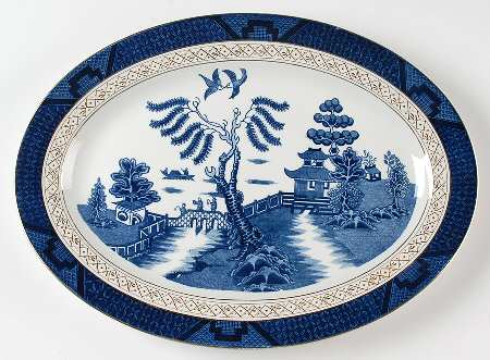 Blue Willow 15" Oval Serving Platter by Nikko