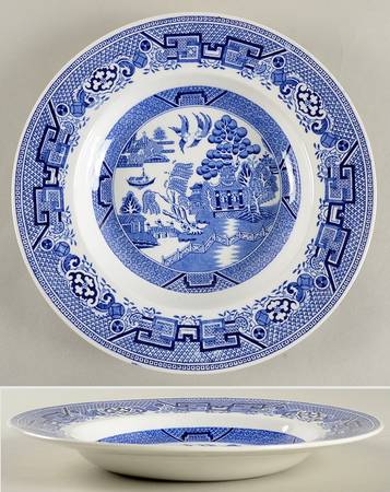 Willow Blue (No Gold Trim) Rim Soup Bowl