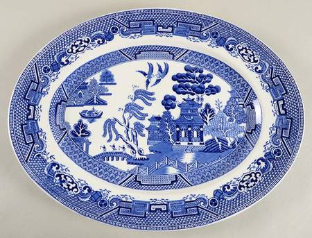 Willow Blue (No Gold Trim) 13" Oval Serving Platter