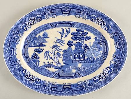 Willow Blue (No Gold Trim) 11" Oval Serving Platter