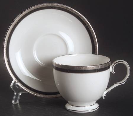 Patrina Platinum Footed Cup & Saucer Set
