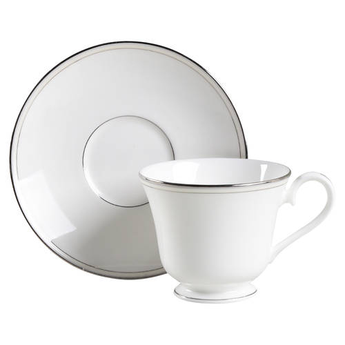 Platinum Pearl Footed Cup & Saucer Set by Nikko