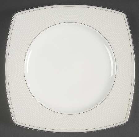 Platinum Beaded Pearl Square Accent Luncheon Plate