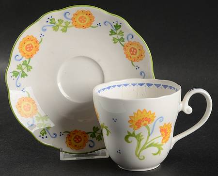 Sunshine Floral Flat Cup & Saucer Set
