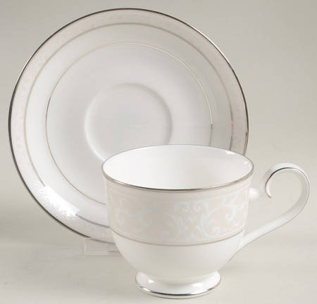 Montvale Platinum Footed Cup & Saucer Set