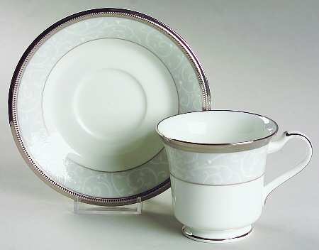 Lenore Platinum Footed Cup & Saucer Set