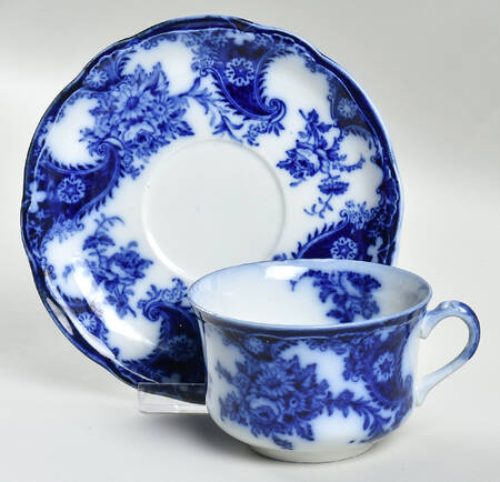 Lois (Flow Blue) Flat Cup & Saucer Set