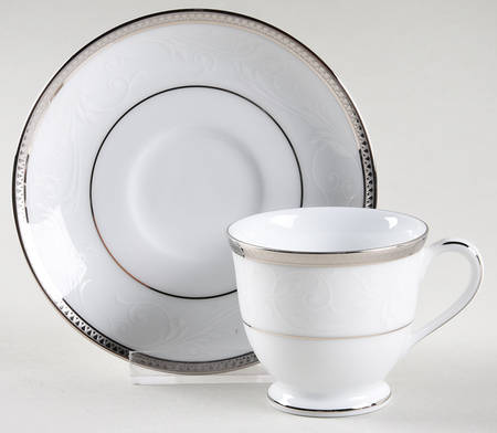 Regina Platinum Footed Demitasse Cup & Saucer Set