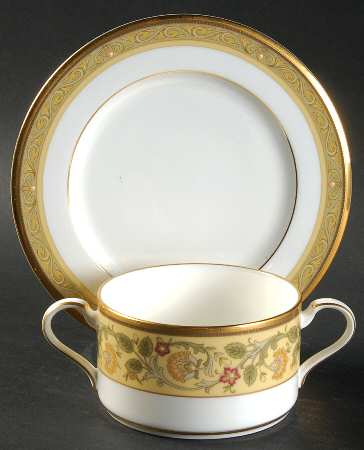 Golden Pageantry Cream Soup Bowl & Bread Plate/Saucer Set