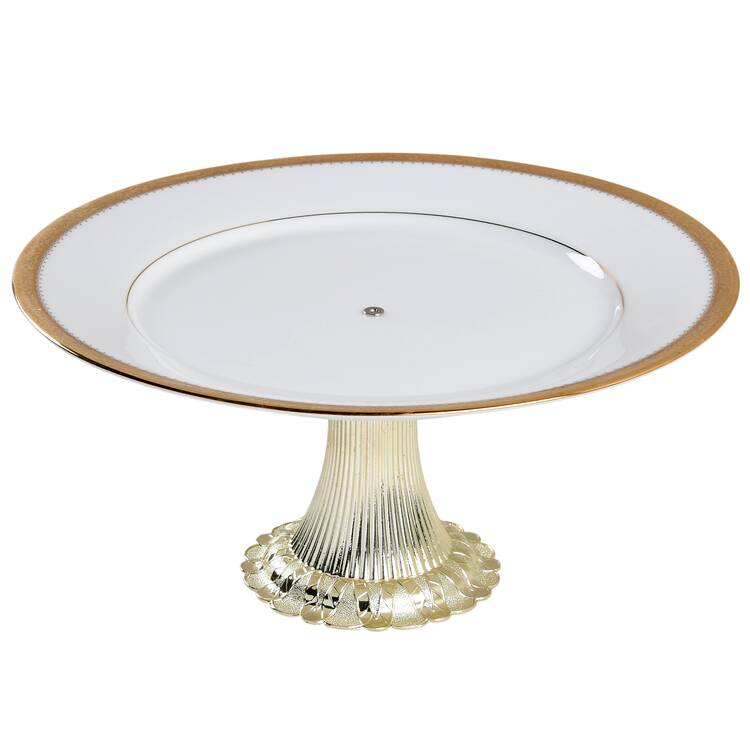 Essex Gold Cake Stand with 4"-5" Metal Pedestal  Hc