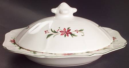 Poinsettia Oval Covered Vegetable