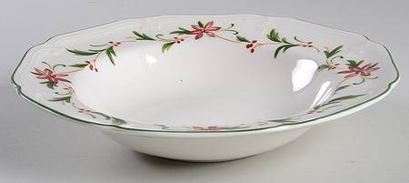 Poinsettia Large Rim Soup Bowl