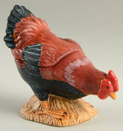 Chicken Scratch Figural Sugar Bowl & Lid